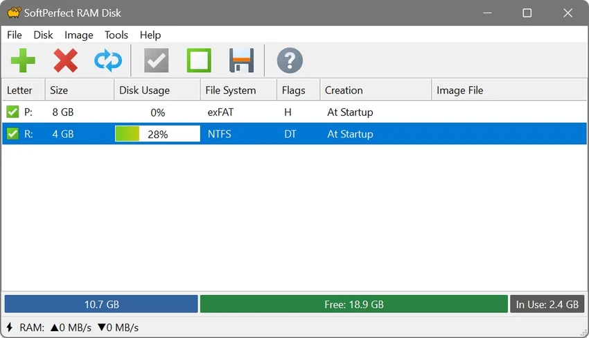 SoftPerfect RAM Disk screenshot