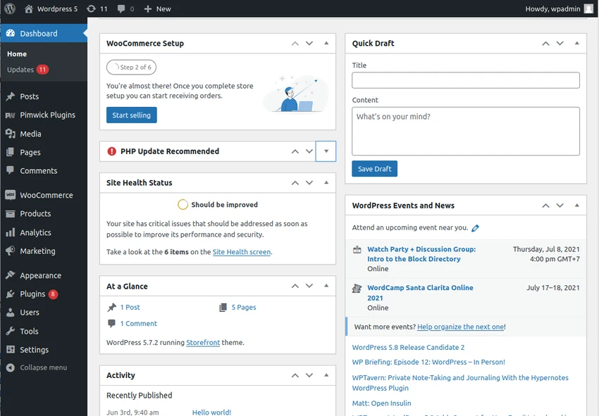 WordPress screenshot
