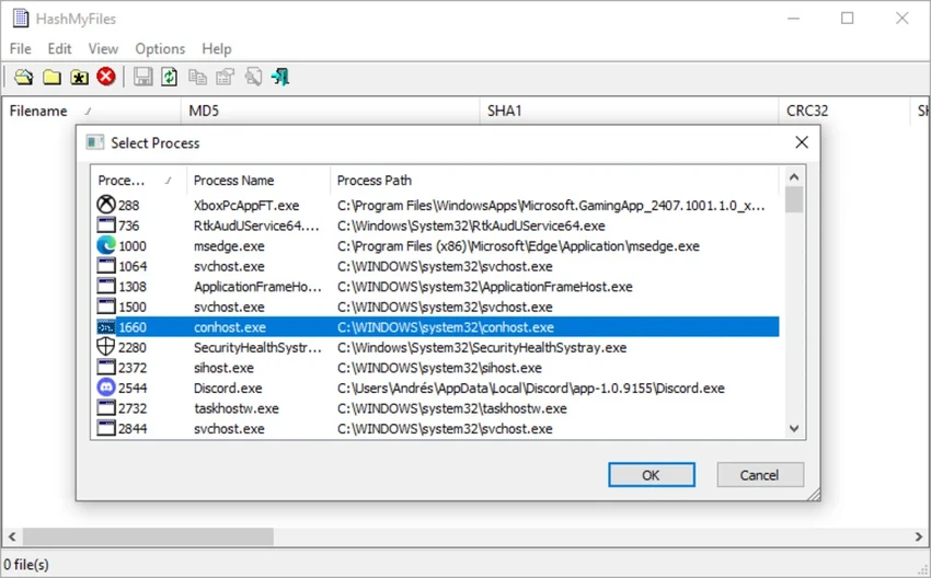 HashMyFiles screenshot