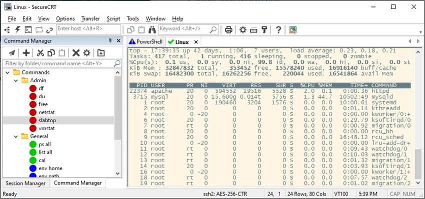 SecureCRT screenshot