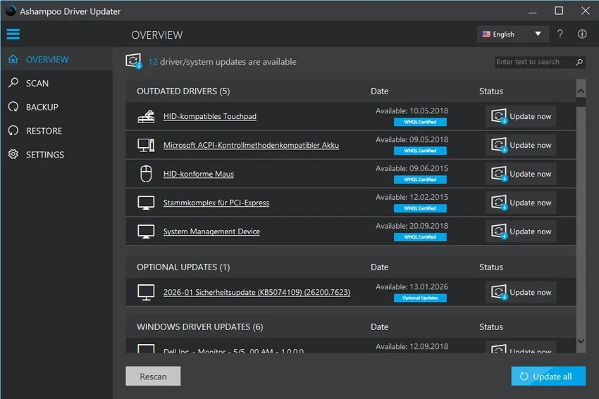 Ashampoo Driver Updater screenshot