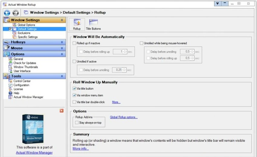 Actual Window Rollup screenshot
