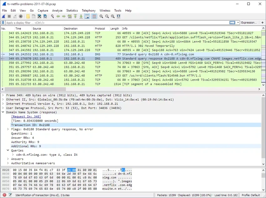 Wireshark screenshot