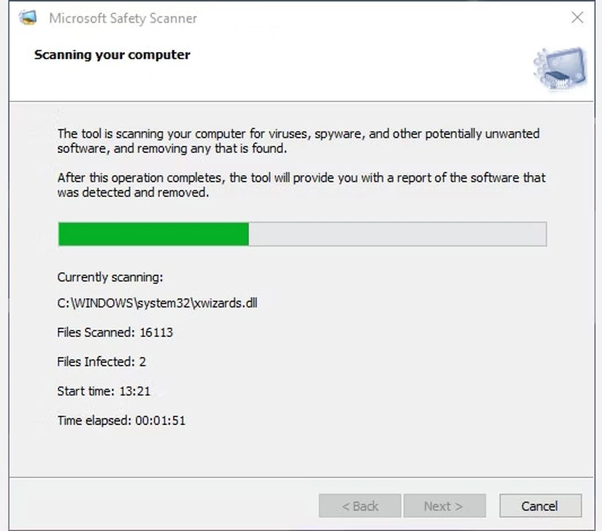 Microsoft Safety Scanner screenshot
