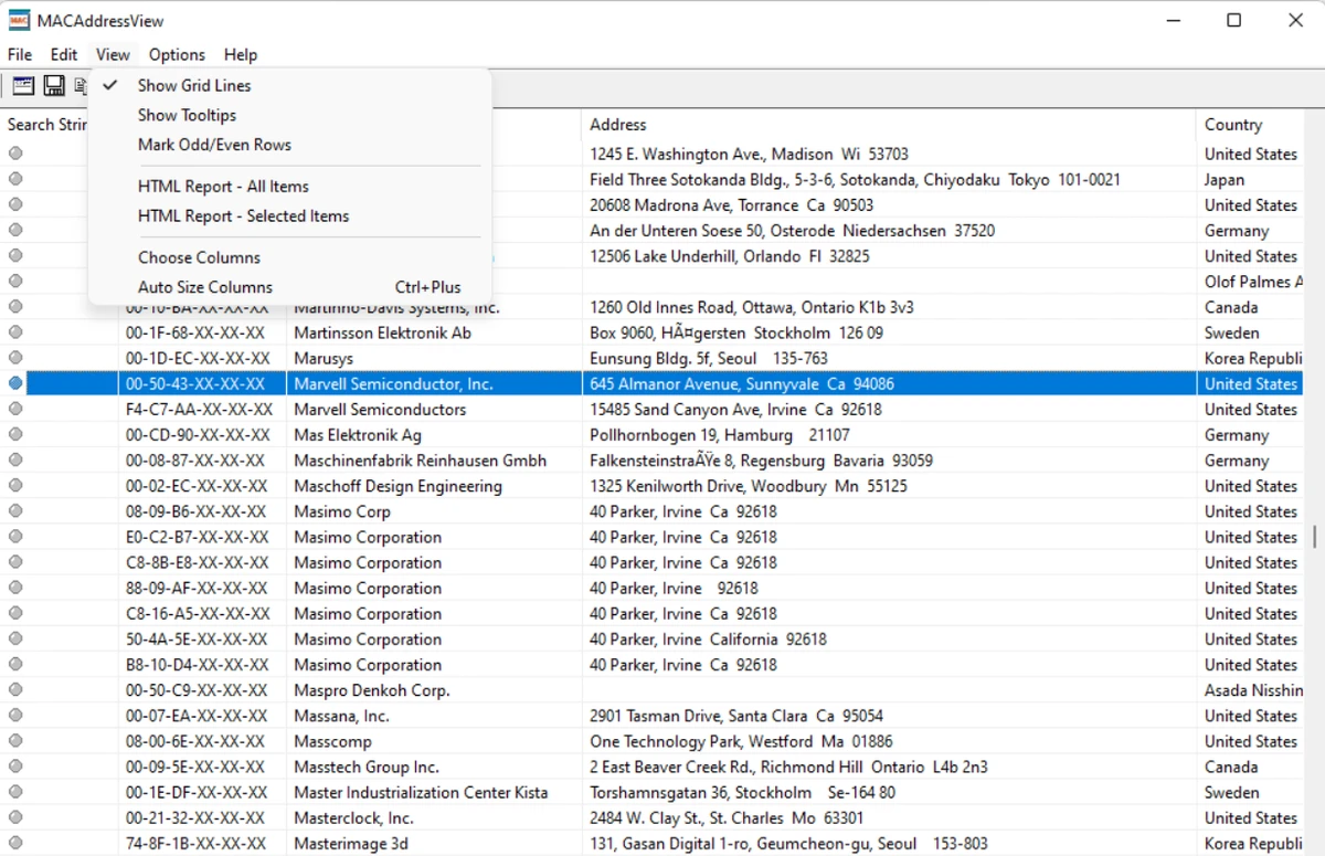 MACAddressView screenshot