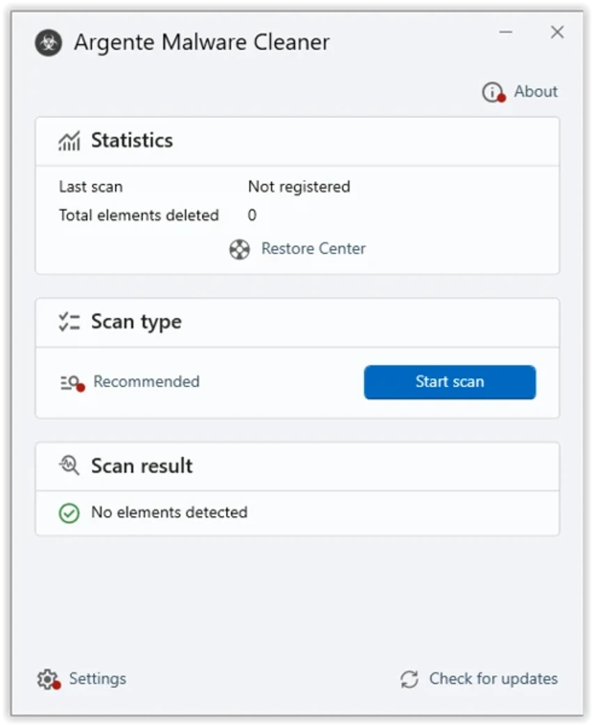 Argente Malware Cleaner screenshot