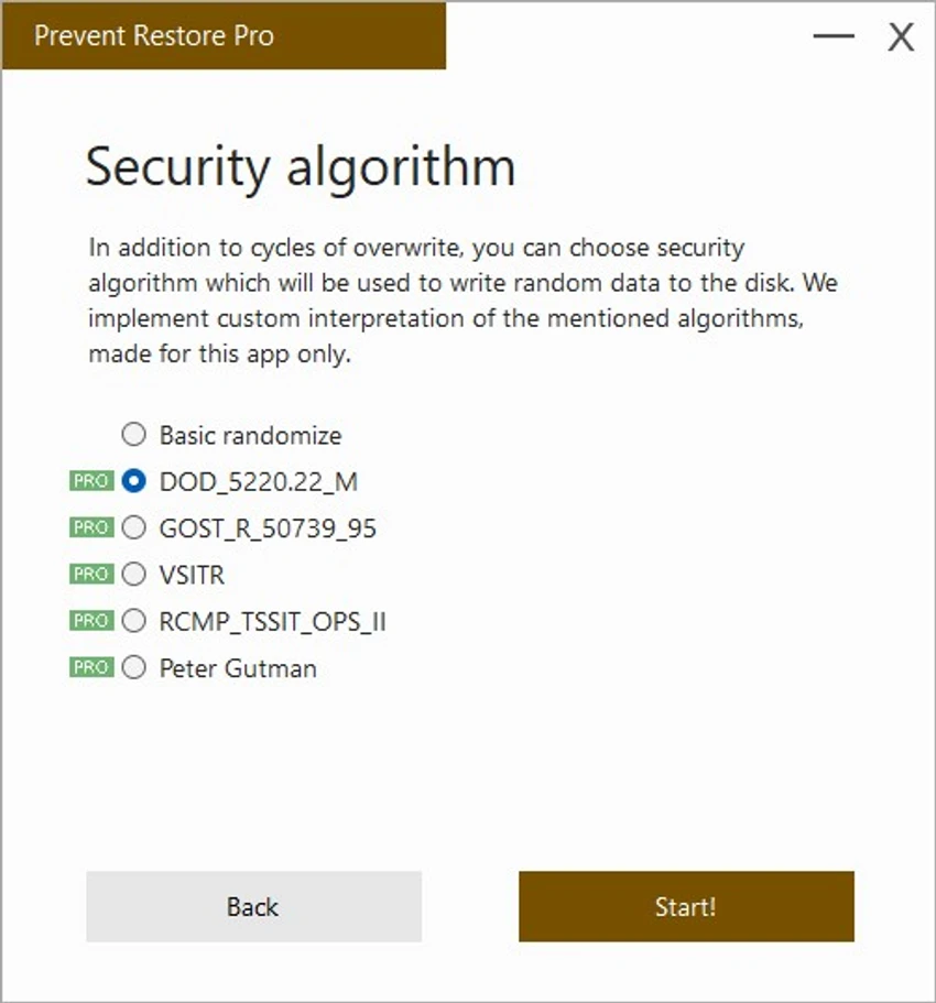 Prevent Restore screenshot