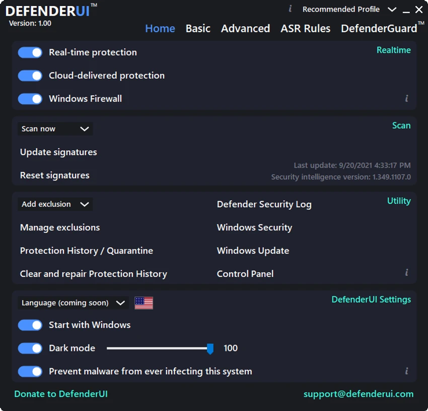 DefenderUI screenshot
