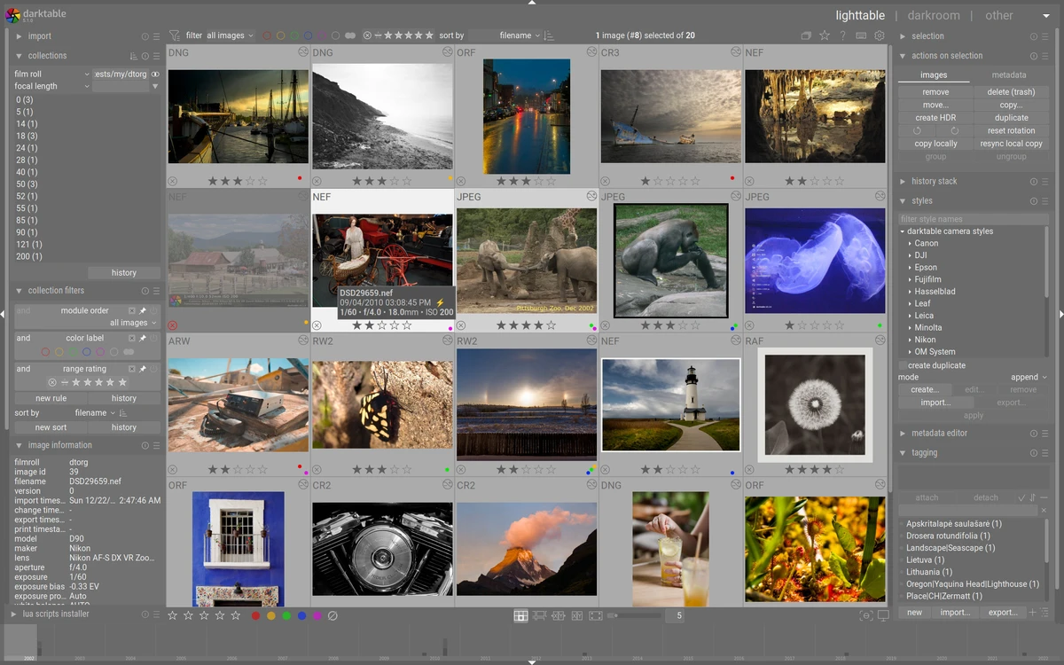 darktable screenshot