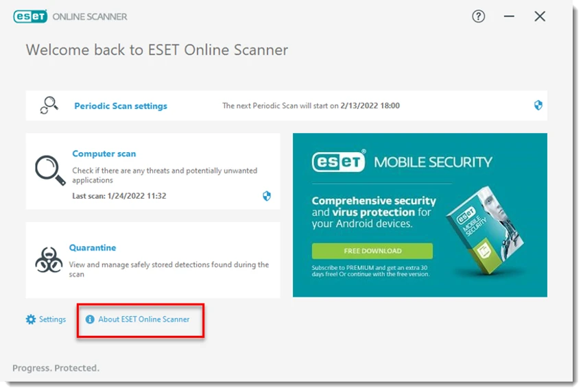 ESET Online Scanner screenshot