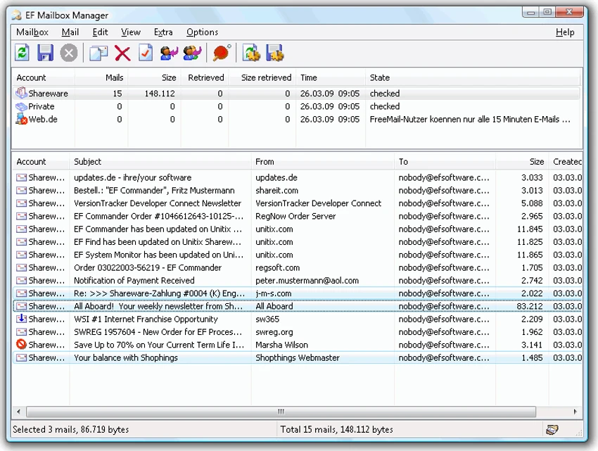 EF Mailbox Manager screenshot