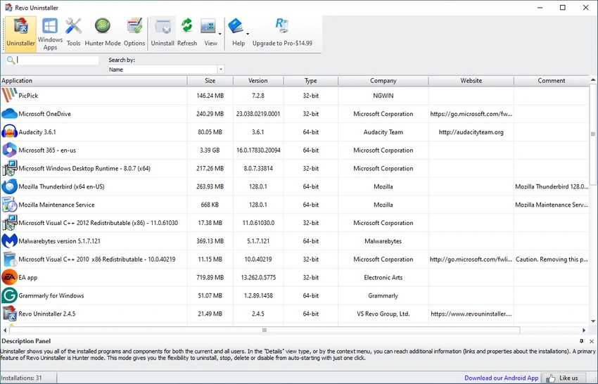 Revo Uninstaller Free screenshot