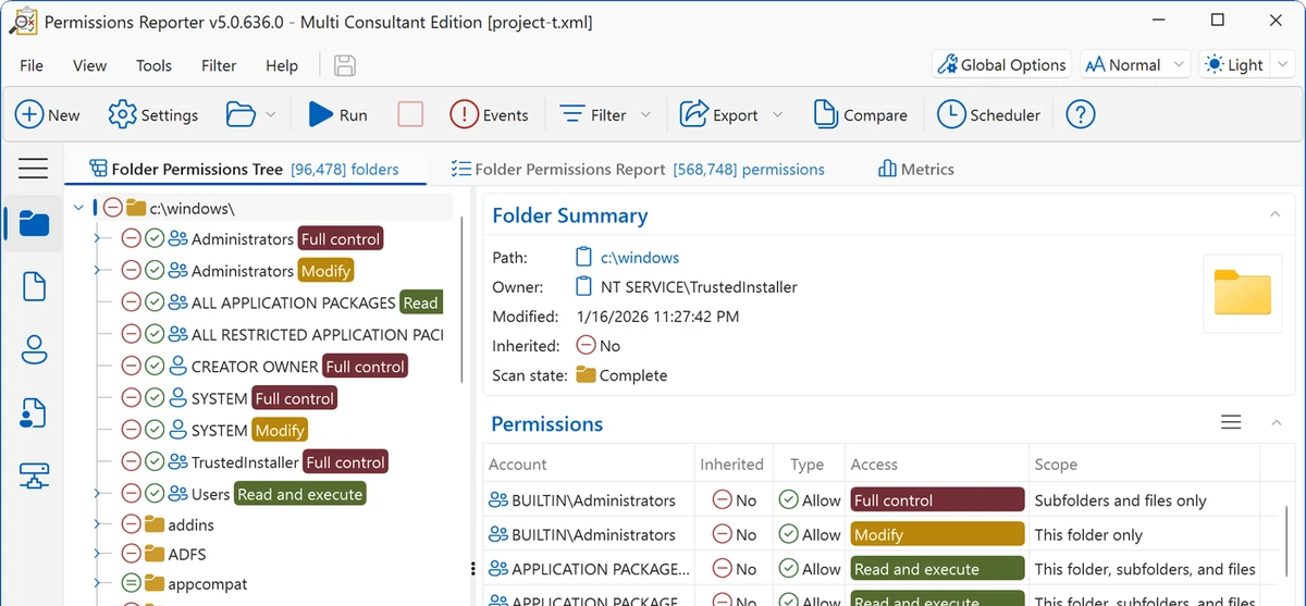 NTFS Permissions Reporter screenshot