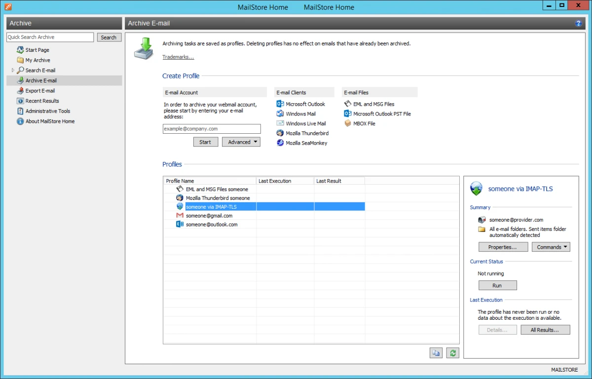 MailStore Home screenshot