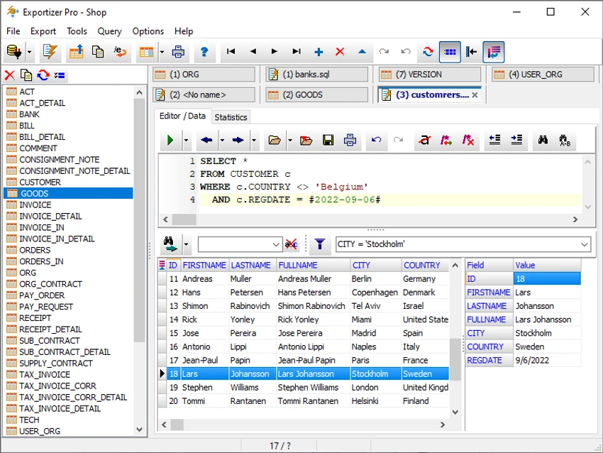 Exportizer screenshot