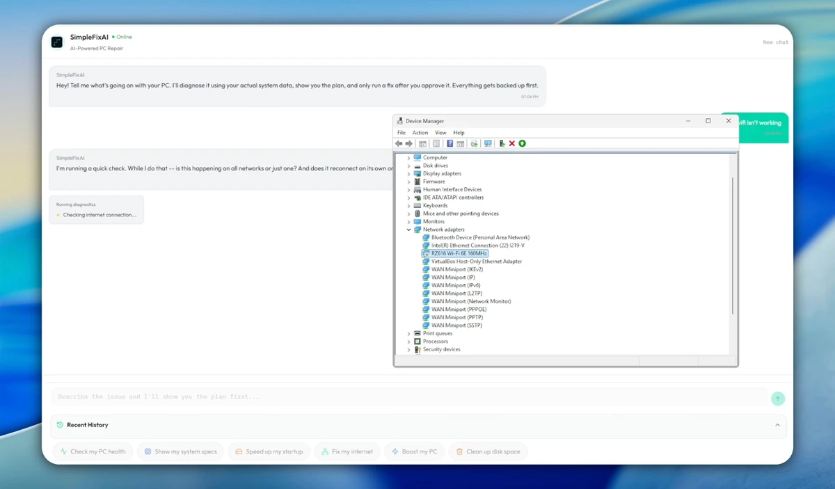 SimpleFixAI screenshot