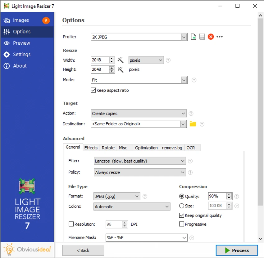 Light Image Resizer screenshot