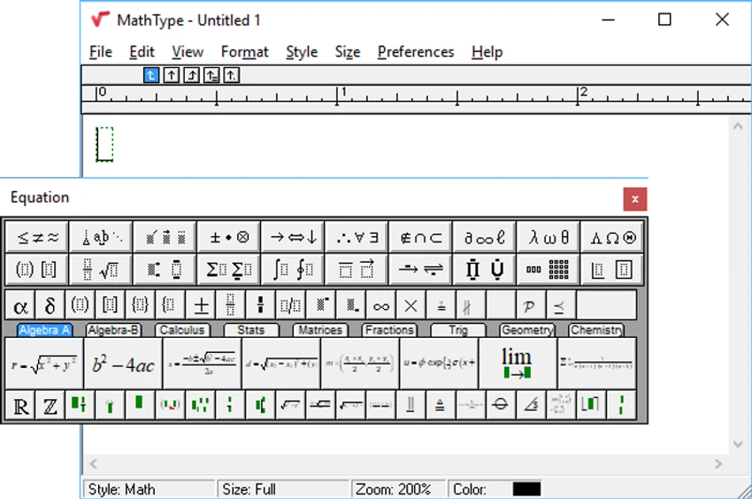 MathType screenshot