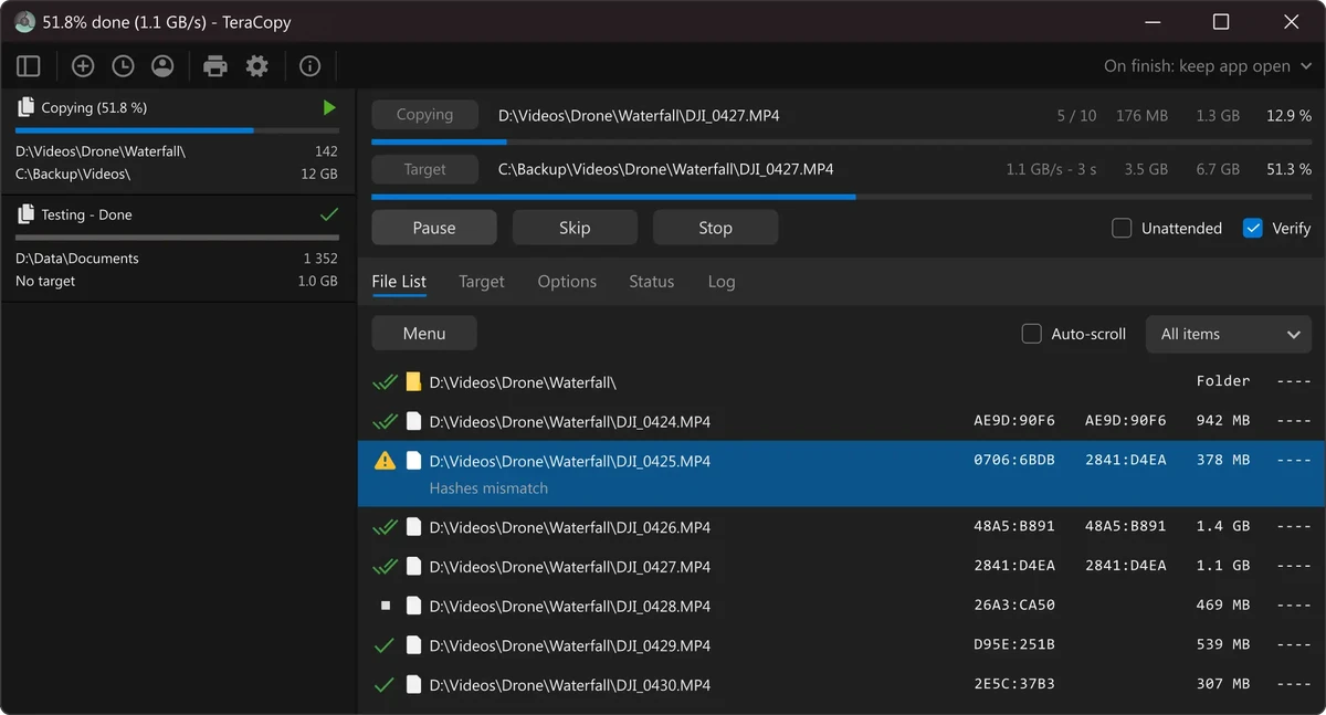 TeraCopy screenshot