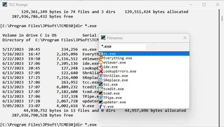 JP Software TCC screenshot