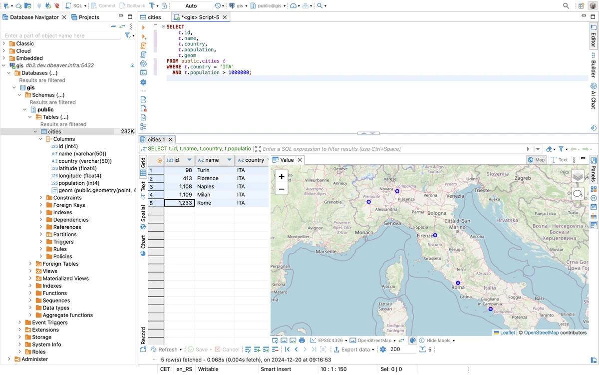 DBeaver screenshot