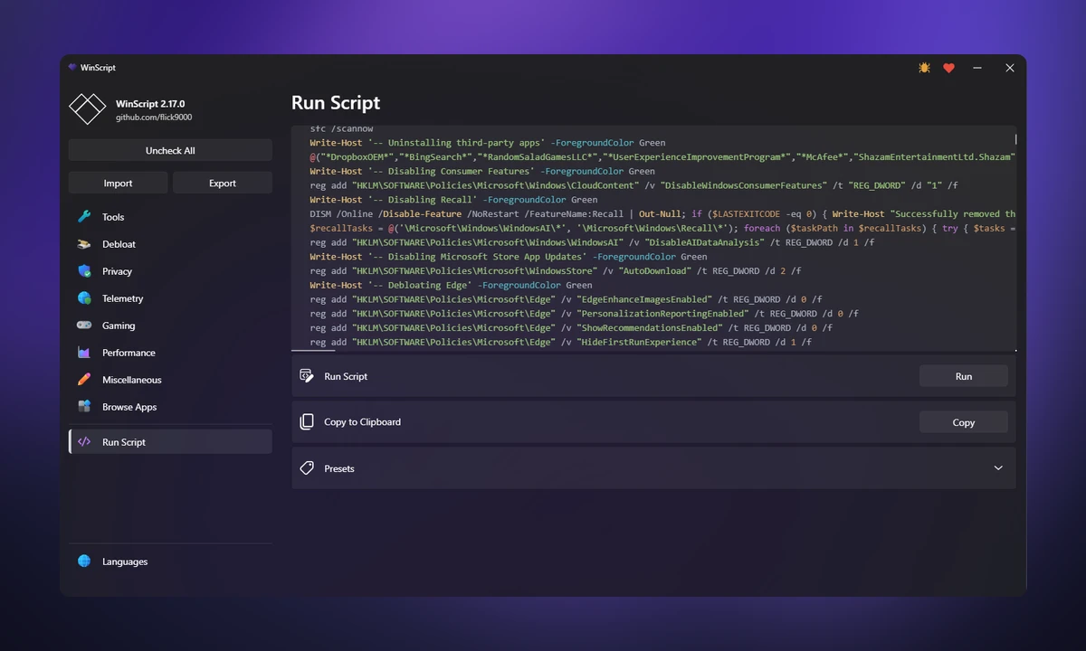 WinScript screenshot