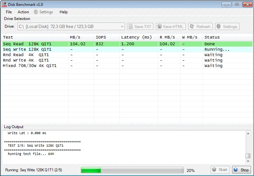 Disk Benchmark screenshot