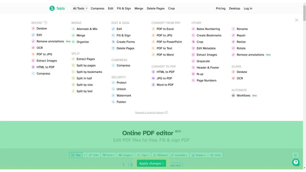 Sejda PDF Desktop screenshot