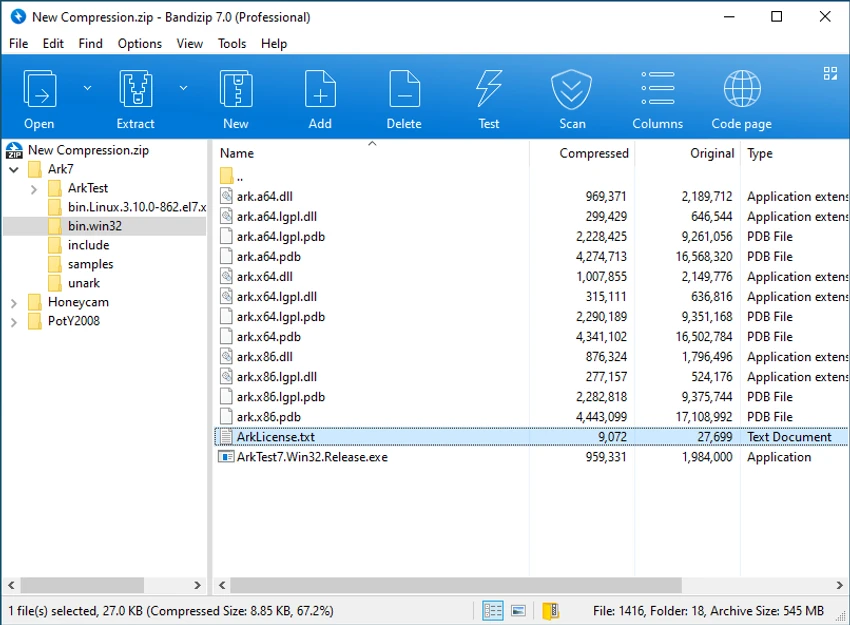 Bandizip screenshot