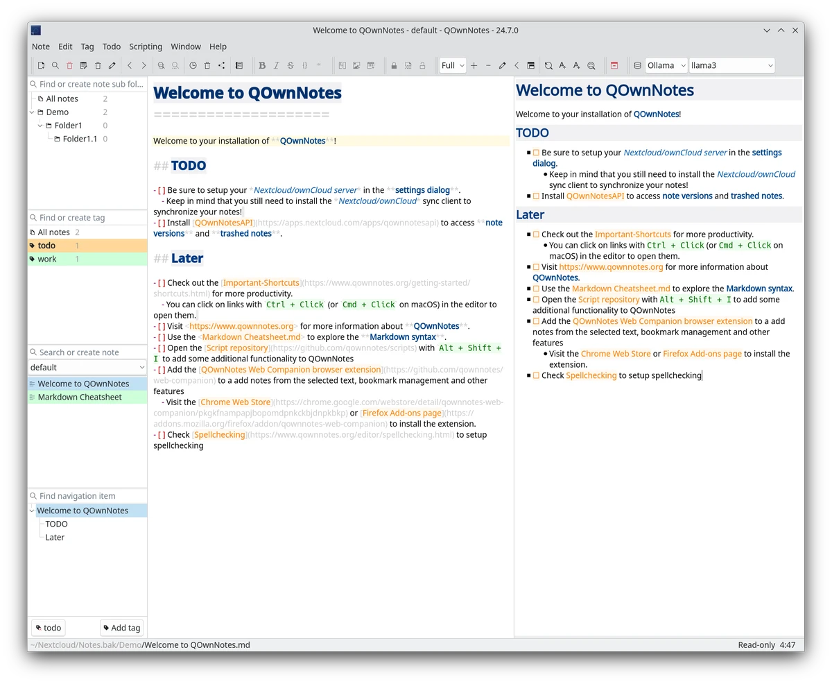 QOwnNotes screenshot