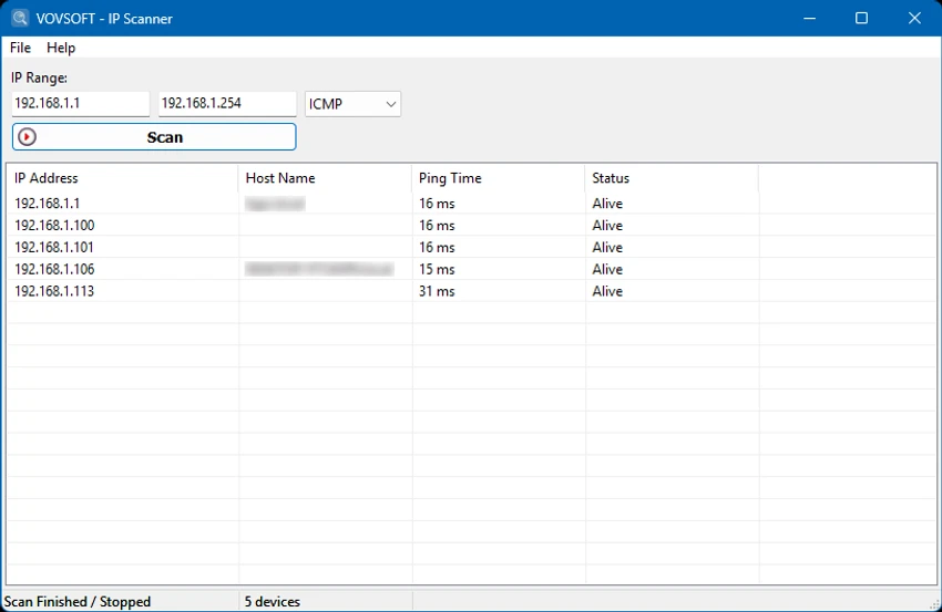 Vovsoft IP Scanner screenshot
