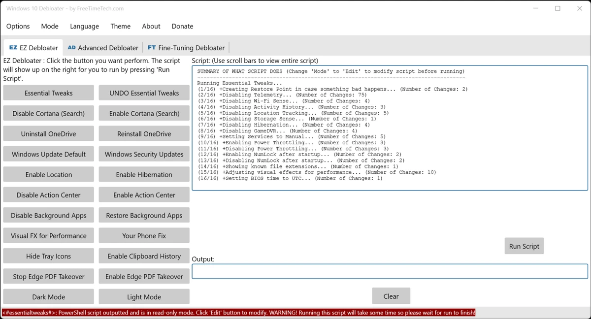 Windows 10 Debloater screenshot