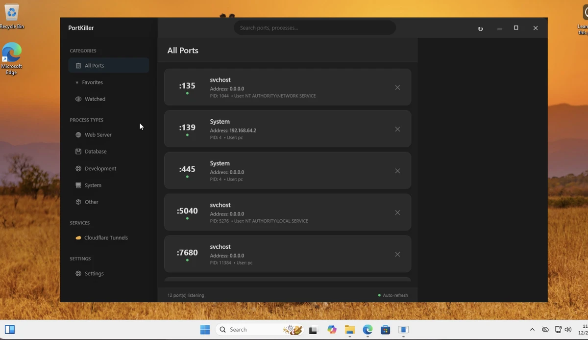 PortKiller screenshot