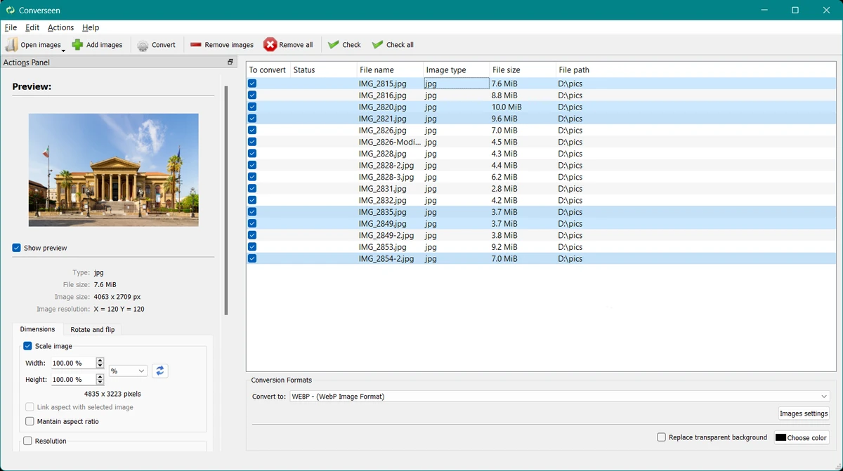 Converseen screenshot