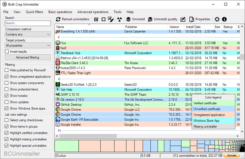 Bulk Crap Uninstaller screenshot