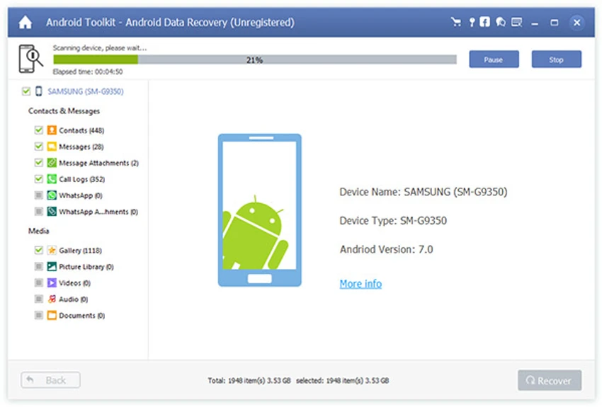 AnyMP4 Android Data Recovery screenshot