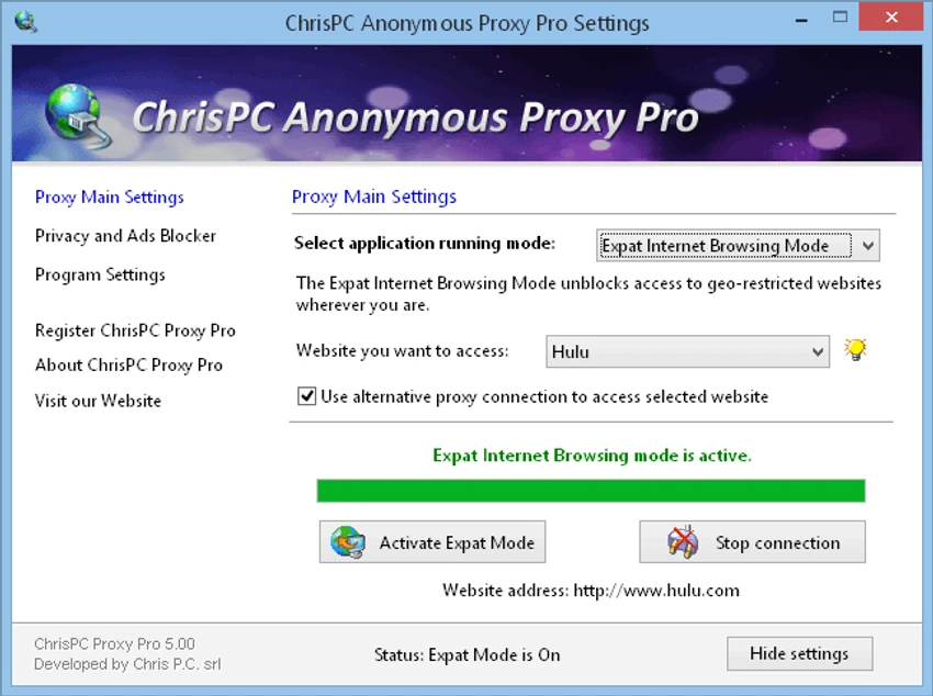 ChrisPC Anonymous Proxy Pro screenshot
