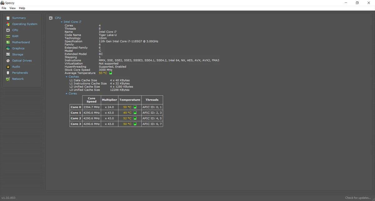 Speccy screenshot