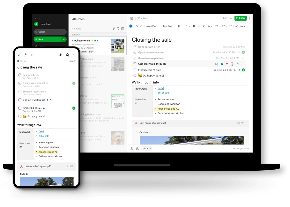Evernote screenshot