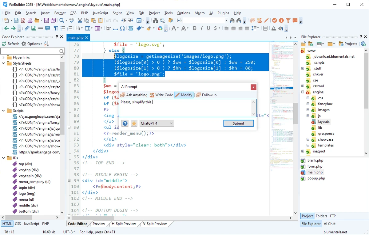 WeBuilder screenshot