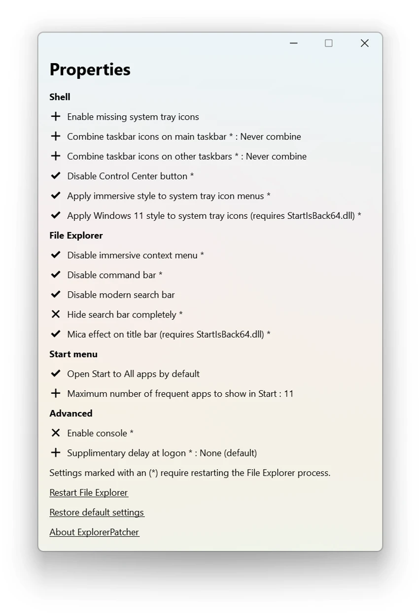 ExplorerPatcher screenshot