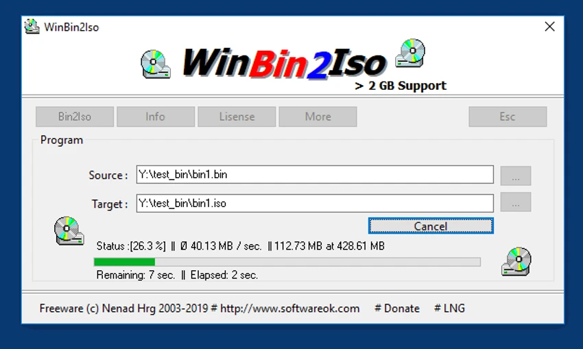 WinBin2Iso screenshot