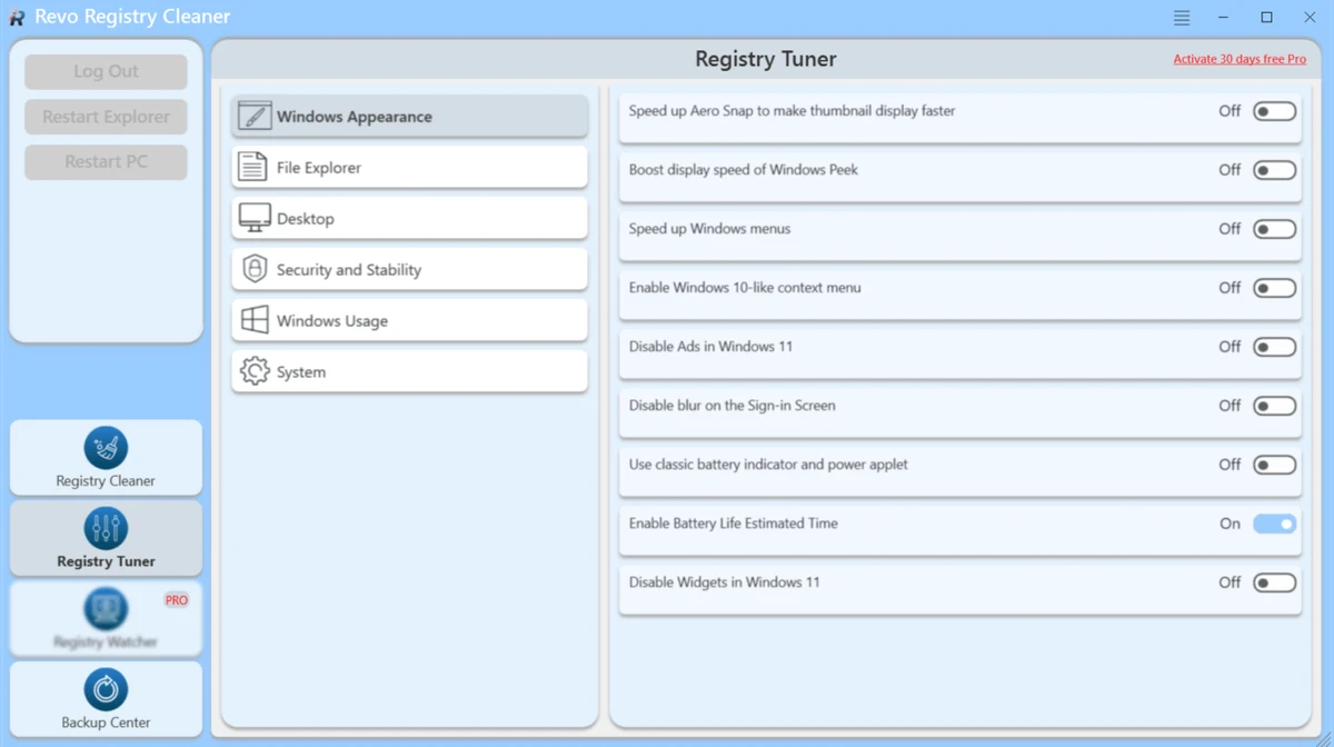 Revo Registry Cleaner screenshot