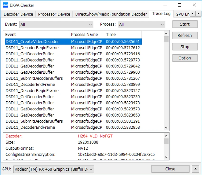 DXVA Checker screenshot