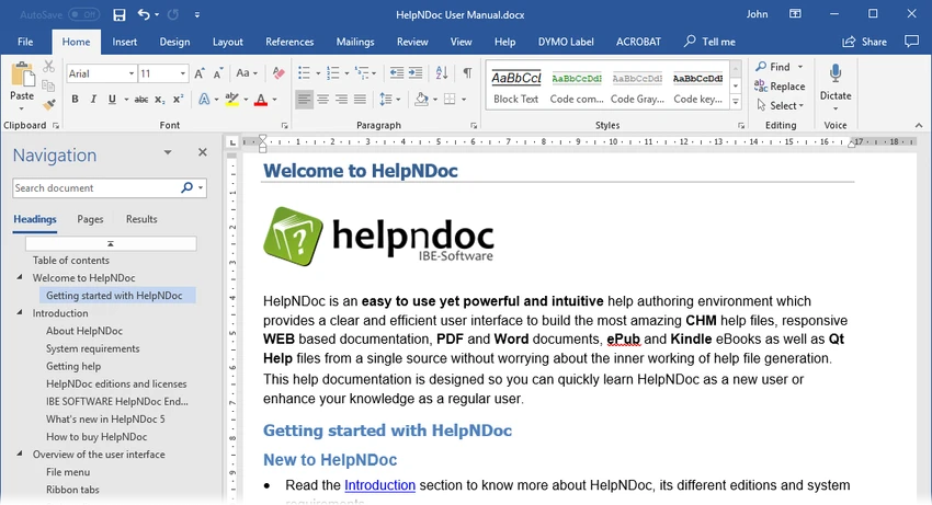 HelpNDoc screenshot
