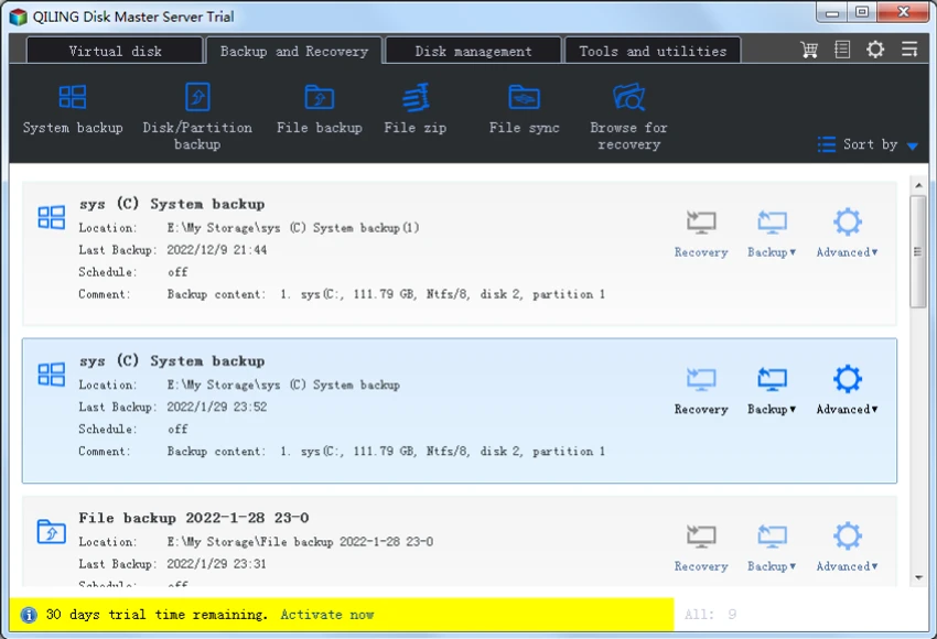 QILING Disk Master Server screenshot