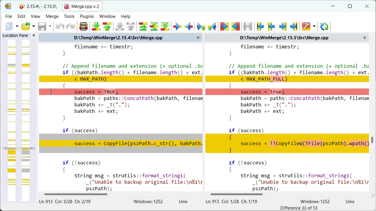 WinMerge screenshot