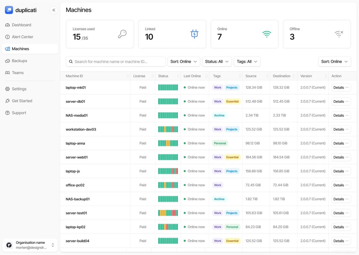 Duplicati screenshot