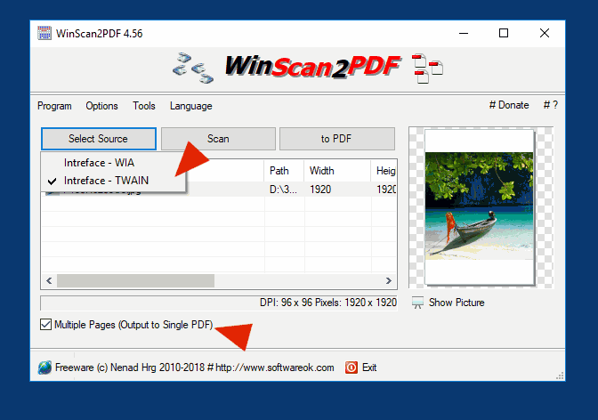 WinScan2PDF screenshot