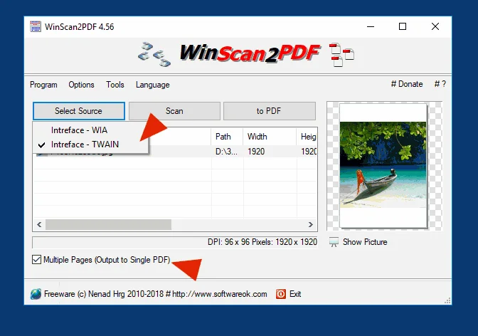 WinScan2PDF screenshot